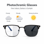 Progressive Photochromic, UV400 Protection & Blue Light Blocking Rimless Sunglasses