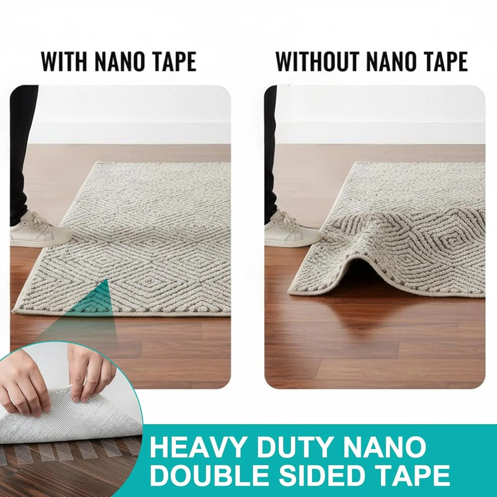 Magic Heavy Duty Nano-Tech Adhesive Tape - Magic Double Sided Clear & Removable Nano Mounting Tape for Walls, Carpets & Rugs – (3cm x 5M Long)