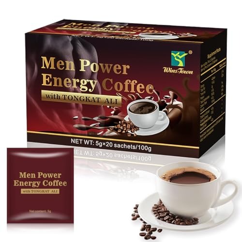 Men's Herbal Energy Coffee-Instant Black Coffee with Maca, Tongkat Ali, Epimedium&Ginseng–Boost Focus, Energy&Stamina