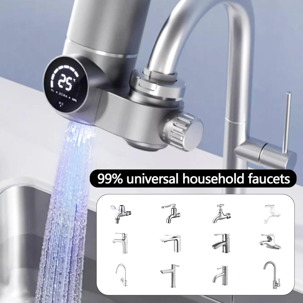 Vertical Faucet-Mount Water Filtration System, Chlorine, Rust, Lead-Reducing Filter, Easy Installation, 500-Gallon Capacity, Compatible with External Aerators, Grey