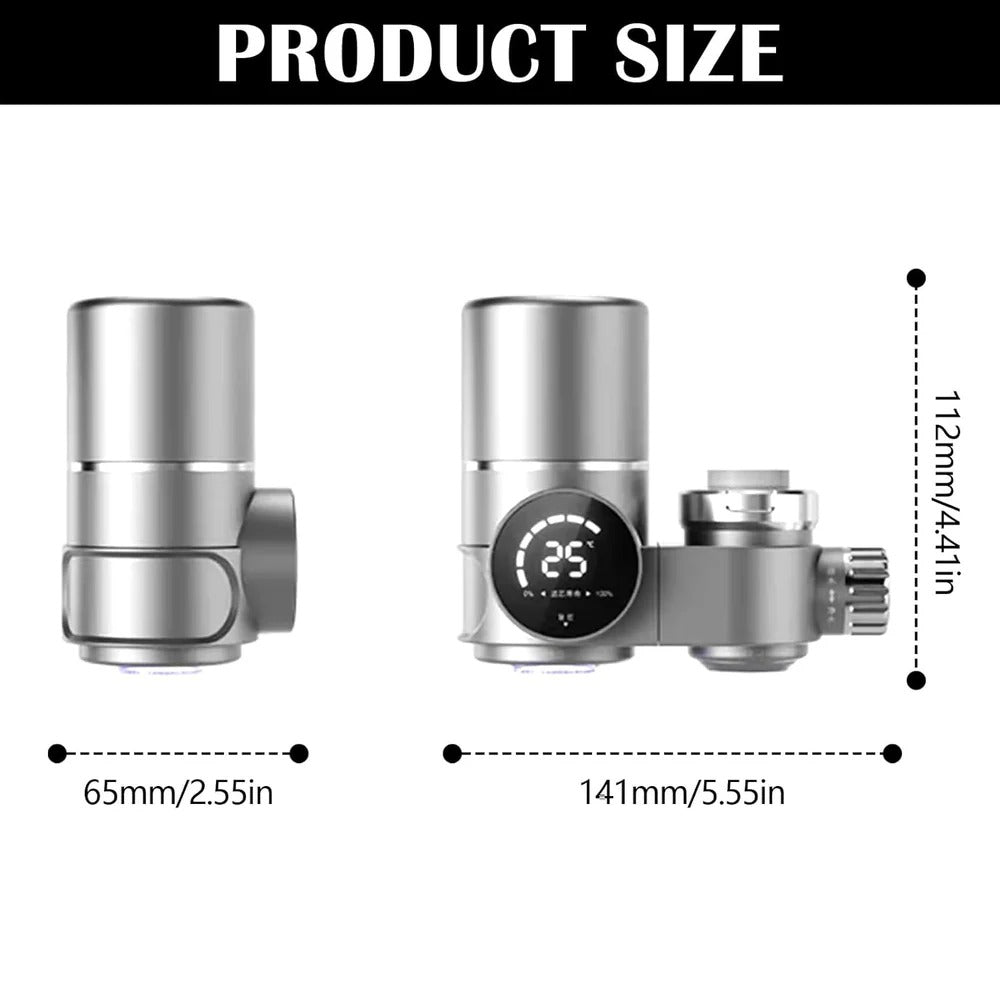 Vertical Faucet-Mount Water Filtration System, Chlorine, Rust, Lead-Reducing Filter, Easy Installation, 500-Gallon Capacity, Compatible with External Aerators, Grey